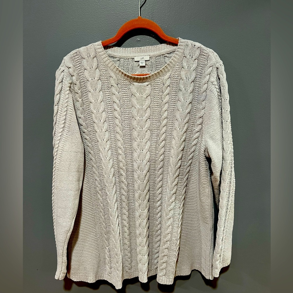 J.Jill white Large cable knit sweater